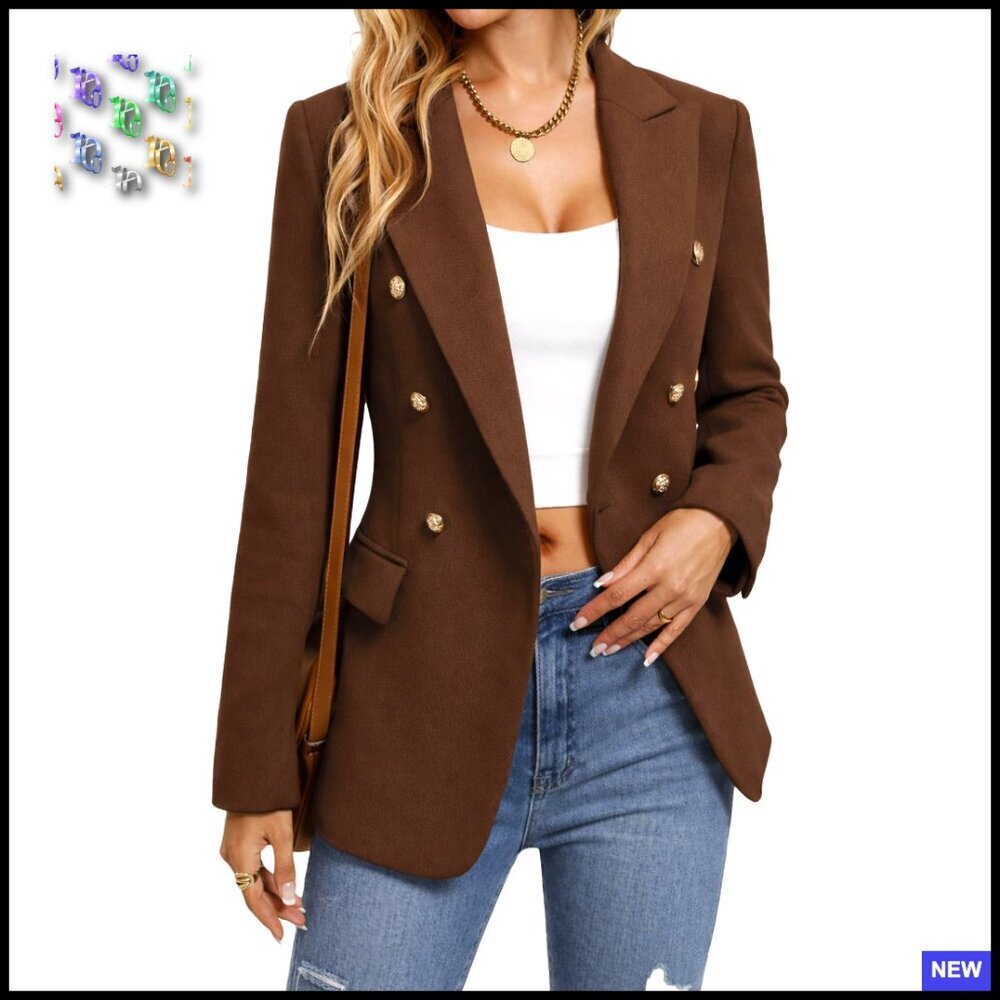 Tweed Plaid Blazer Elegant Business Casual Work Coat Fully Lined Pockets